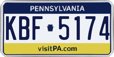 PA license plate KBF5174