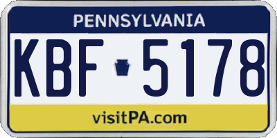 PA license plate KBF5178