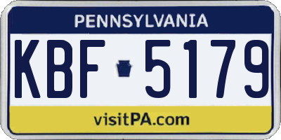 PA license plate KBF5179