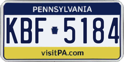PA license plate KBF5184