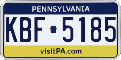 PA license plate KBF5185