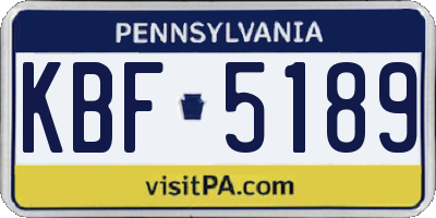 PA license plate KBF5189