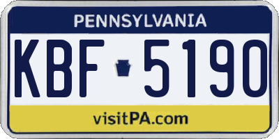 PA license plate KBF5190