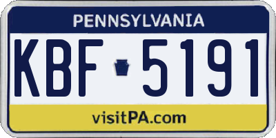 PA license plate KBF5191