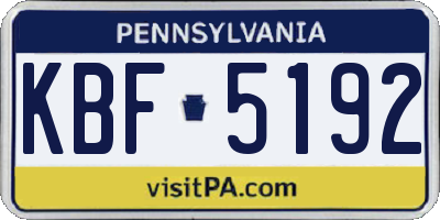 PA license plate KBF5192