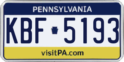 PA license plate KBF5193