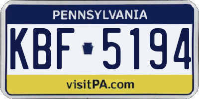 PA license plate KBF5194