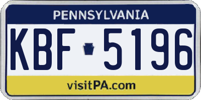 PA license plate KBF5196