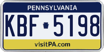 PA license plate KBF5198