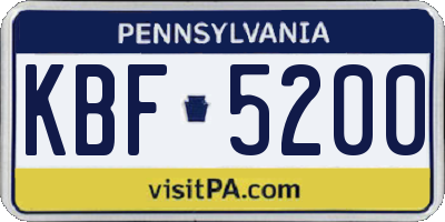 PA license plate KBF5200