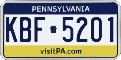 PA license plate KBF5201