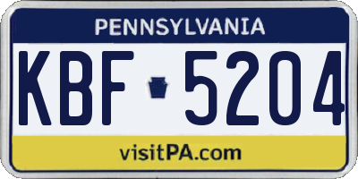 PA license plate KBF5204