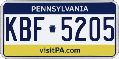 PA license plate KBF5205