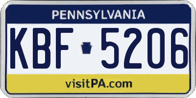 PA license plate KBF5206