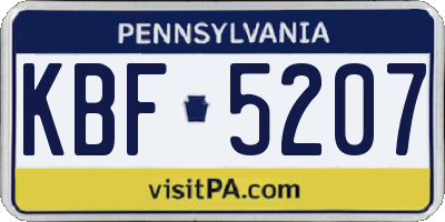 PA license plate KBF5207