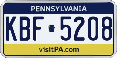 PA license plate KBF5208