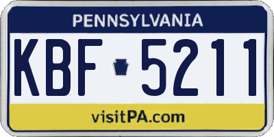 PA license plate KBF5211