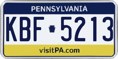 PA license plate KBF5213