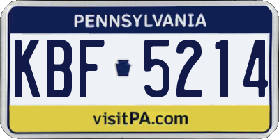 PA license plate KBF5214