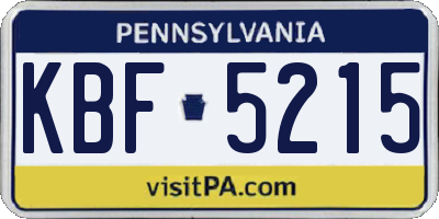 PA license plate KBF5215