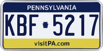 PA license plate KBF5217