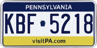 PA license plate KBF5218