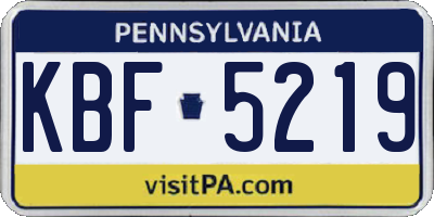 PA license plate KBF5219