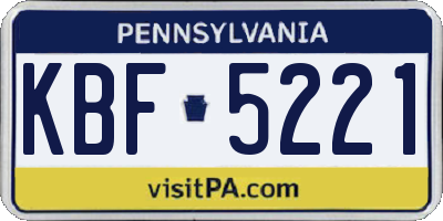 PA license plate KBF5221