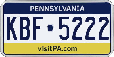 PA license plate KBF5222