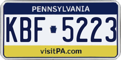 PA license plate KBF5223