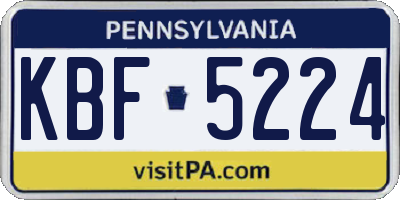 PA license plate KBF5224