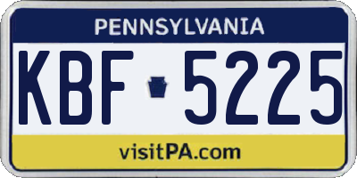 PA license plate KBF5225