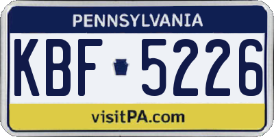PA license plate KBF5226