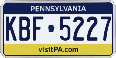 PA license plate KBF5227