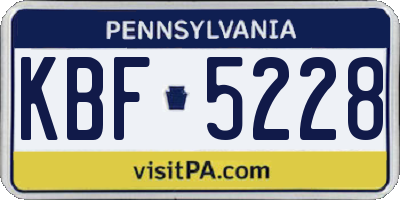 PA license plate KBF5228