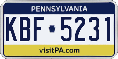 PA license plate KBF5231