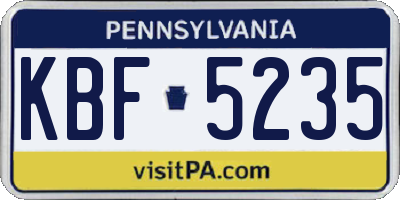PA license plate KBF5235