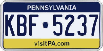 PA license plate KBF5237