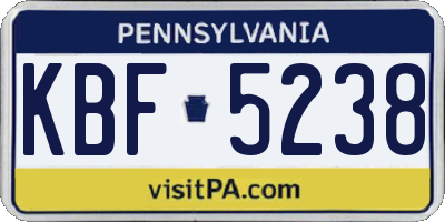 PA license plate KBF5238