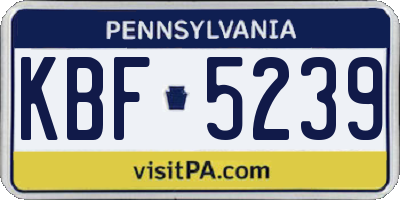 PA license plate KBF5239