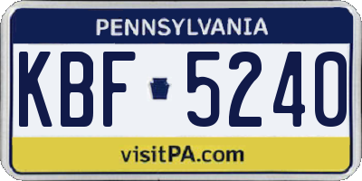 PA license plate KBF5240