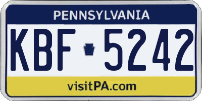 PA license plate KBF5242
