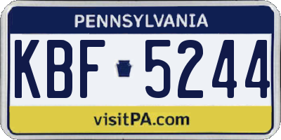 PA license plate KBF5244