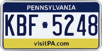 PA license plate KBF5248