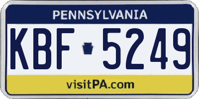PA license plate KBF5249