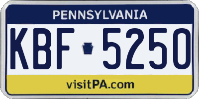 PA license plate KBF5250