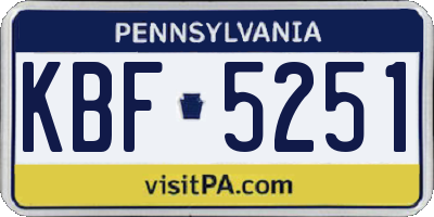 PA license plate KBF5251