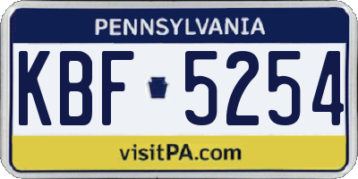 PA license plate KBF5254
