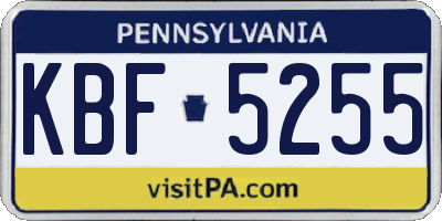 PA license plate KBF5255