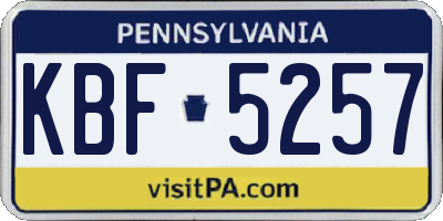 PA license plate KBF5257